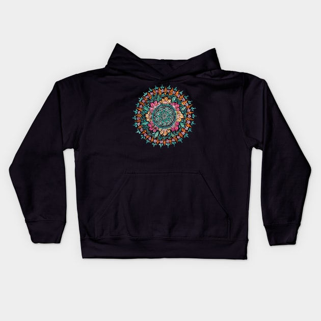 Floral Watercolor Mandala Kids Hoodie by aterkaderk